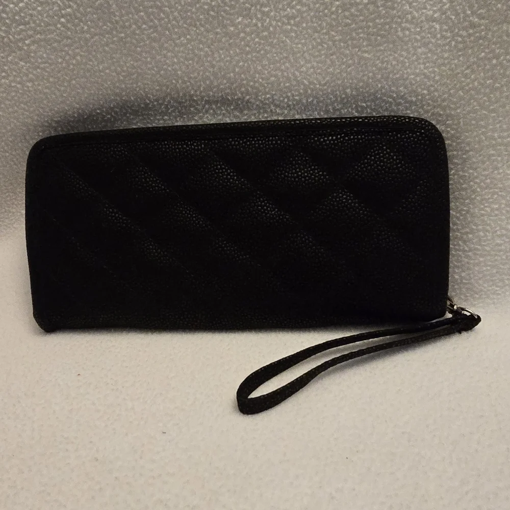 Black Quilted Wristlet with Monogram 